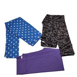 Spotted Zebra Girls  Active Stretch Leggings Star, Math Print & Purple  S 3-Pack